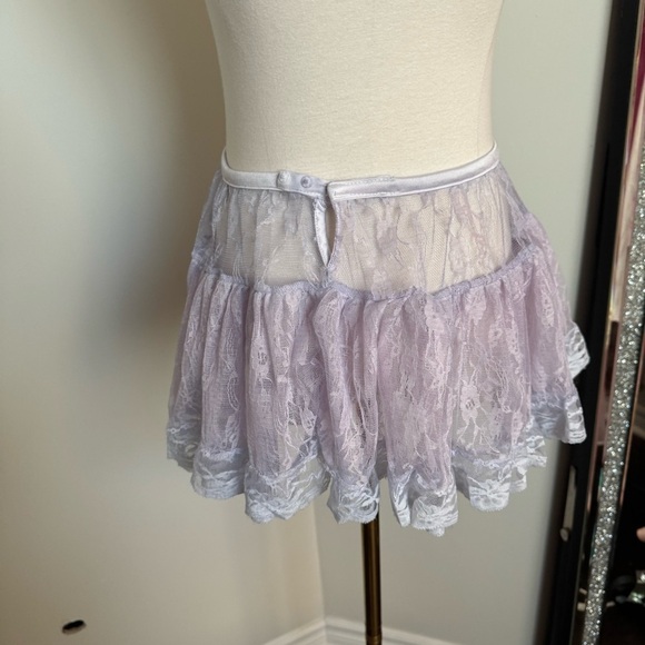 Vintage periwinkle blue Lavender Lace Mini Skirt tutu Fairycore pastel OS - Picture 7 of 7